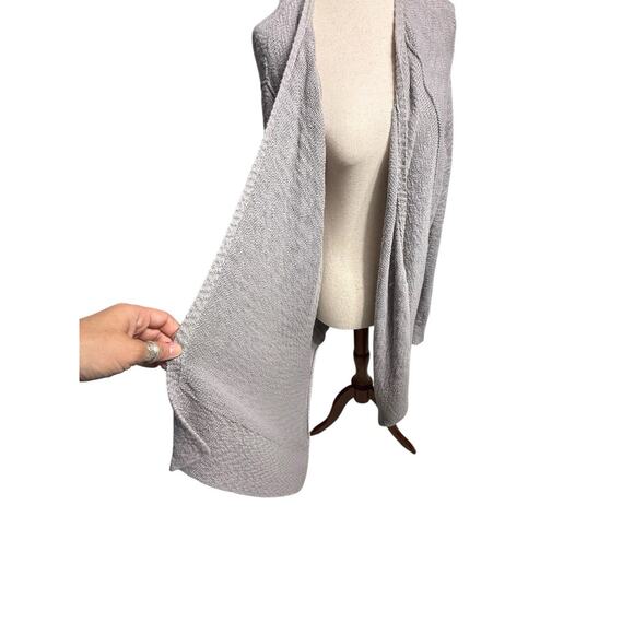 Eileen Fisher Woman 2X Organic Cotton Open Draped Cardigan Gray Textured Knit - Picture 2 of 10